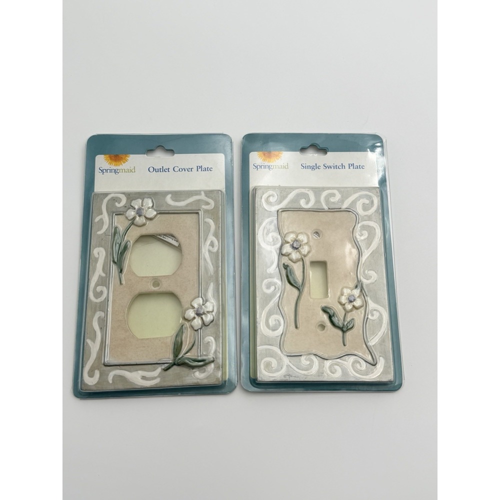 Springmaid Paperwhites Floral Outlet & Switch Plate Set NOS New Sealed